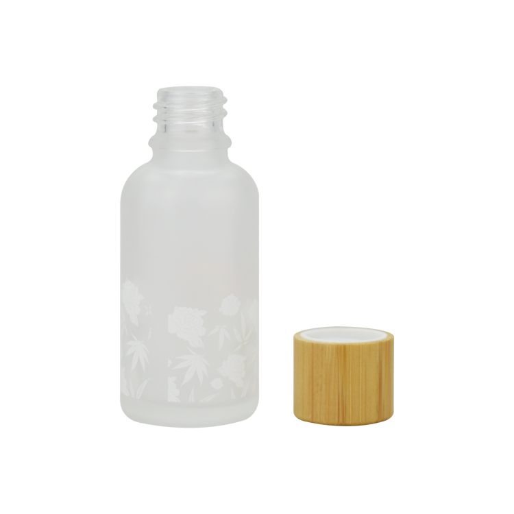 5ml 10ml 20ml 30ml 50ml 100ml cosmetic package frosted glass essential oil bottle with bamboo lid