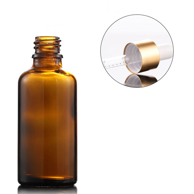 5ml 10ml 20ml 30ml 50ml 60ml 100ml Essential Basic Massage Oil Pipette Amber Glass Scale Dropper Bottle With Golden Cap