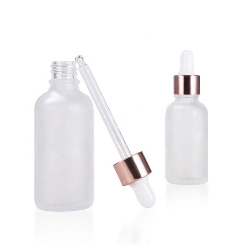 5ml 10ml 20ml 30ml 50ml 60ml 100ml gold rose transparent matte glass essential oil dropper bottle