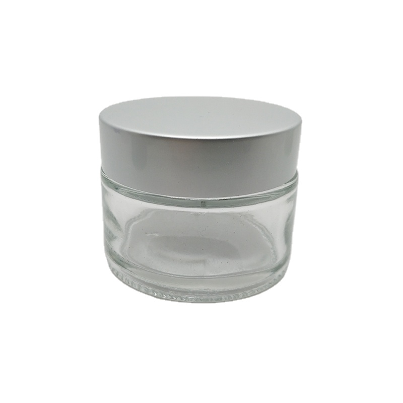 5ml 10ml 20ml 30ml 50ml clear cosmetic glass jar with silver lid 100ml luxury cosmetics jar glass container eye cream mask jar