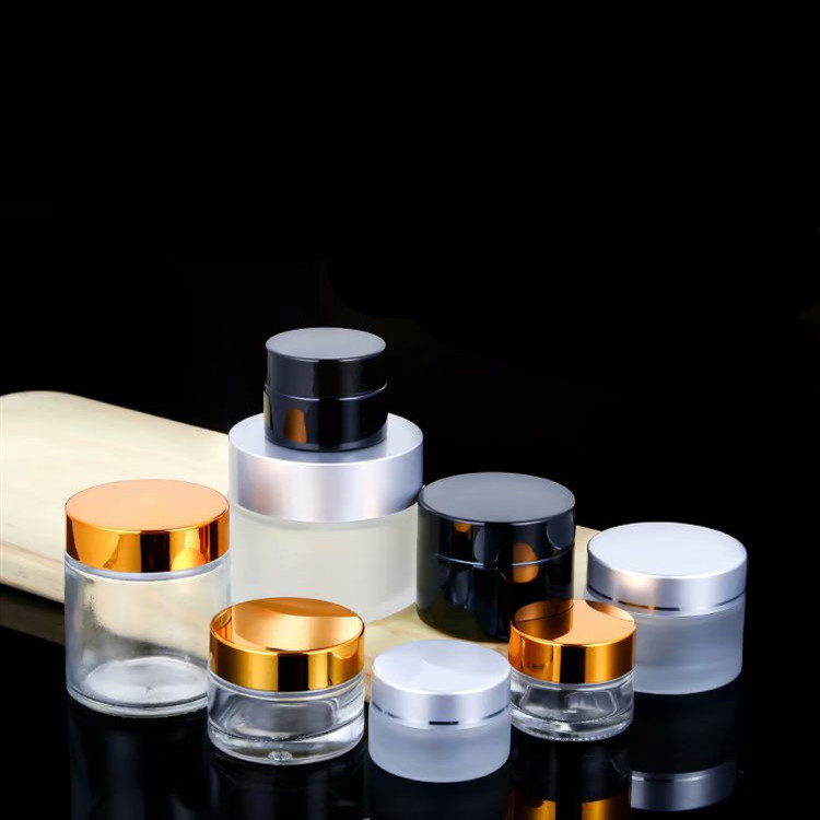 5ml 10ml 20ml 30ml 50ml clear cosmetic glass jar with silver lid 100ml luxury cosmetics jar glass container