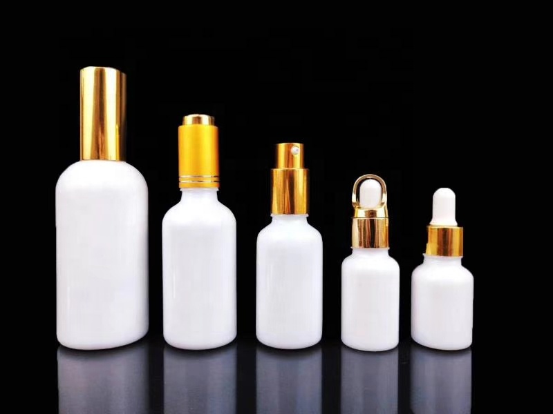 5ml 10ml 20ml 30ml 50ml glossy raw material white gold dropper ess oil face gel cosmetic lotion glass bottle emulsion pipette