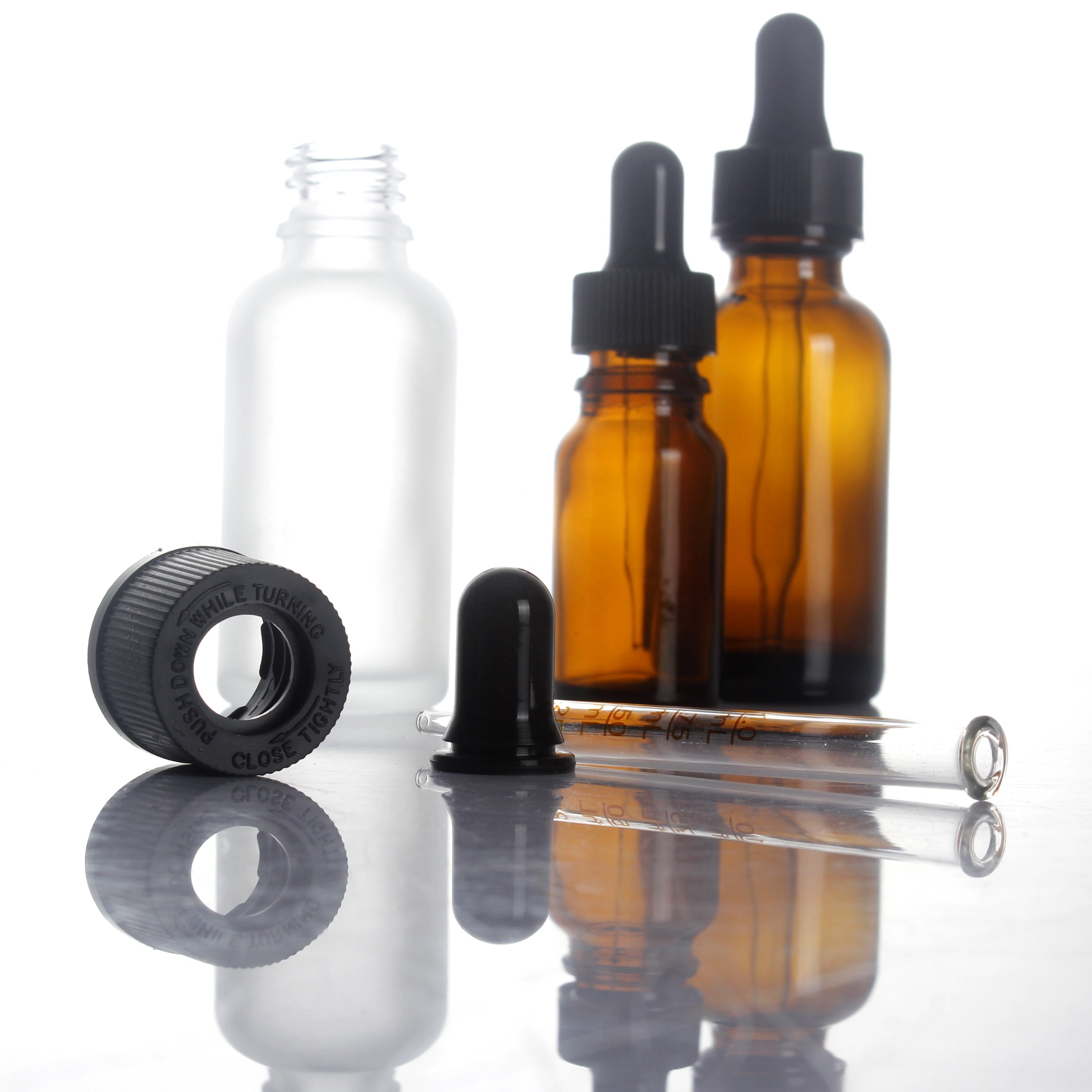 5ml 10ml 20ml 50ml Amber Glass Dropper Essential Oil boston Bottle with dropper sprayer screw cap