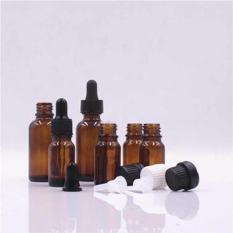 5ml 10ml 20ml 50ml Amber Glass Dropper Essential Oil boston Bottle with dropper sprayer screw cap
