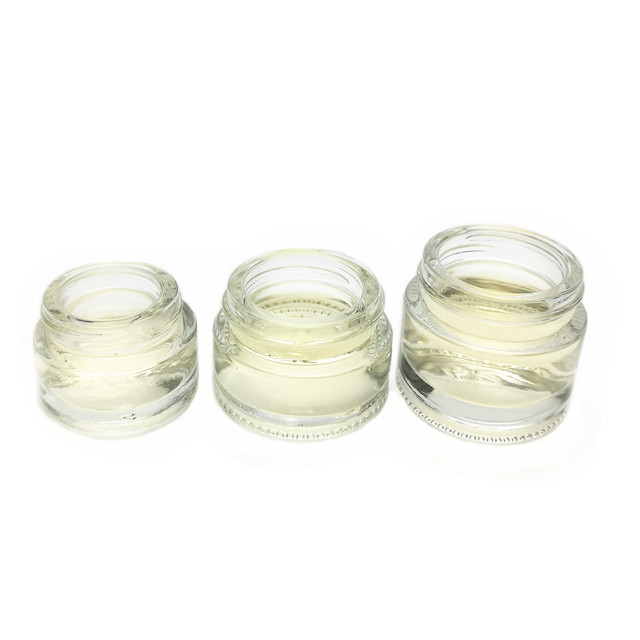 5ml 10ml 20ml clear round glass cream cosmetic jar with inner plug and black plastic cap