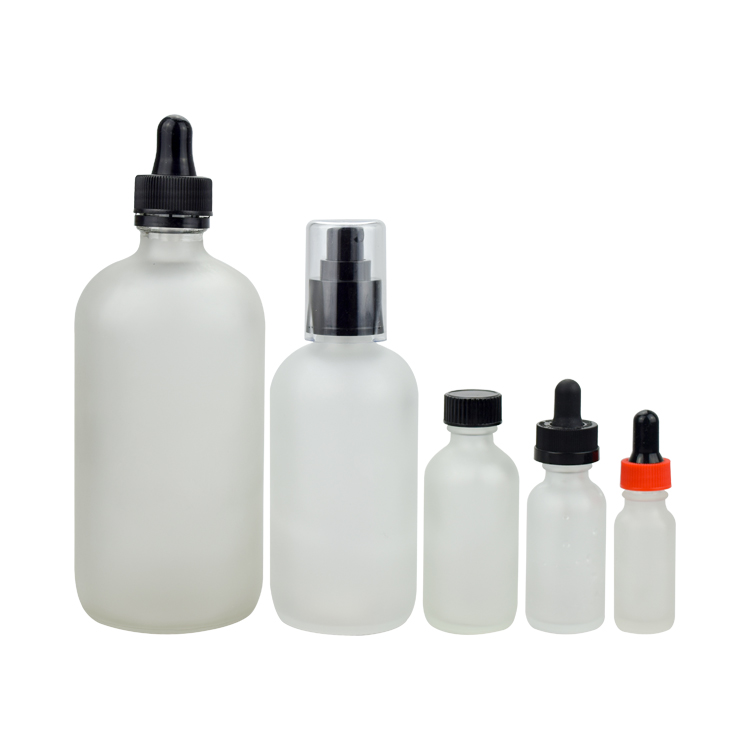5ml 10ml 30ml 50ml 100ml Clear Frosted Glass Essential Oil Bottles 0.5OZ 1OZ 2OZ 4OZ 8OZ 16OZ Clear Frosted Boston Bottles