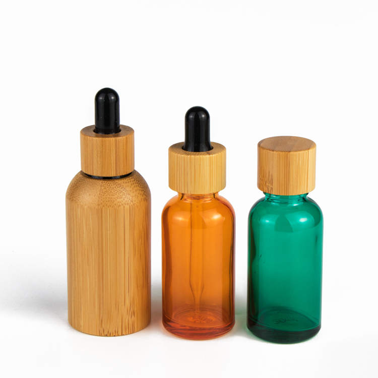 5ml 10ml 30ml 50ml 100ml amber glass dropper bottle with bamboo cap