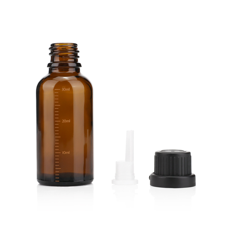5ml 10ml 30ml 50ml 100ml orifice reducers plastic drip tip amber Cobalt blue  Glass Essential Oil Bottle with Euro Dropper