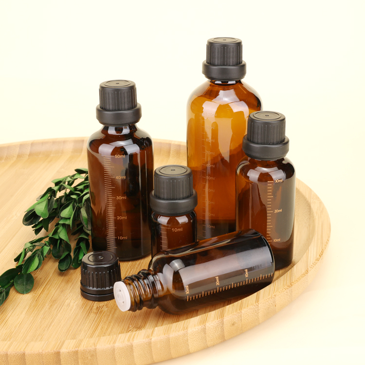 5ml 10ml 30ml 50ml 100ml orifice reducers plastic drip tip amber Cobalt blue Glass Essential Oil Bottle with Euro Dropper