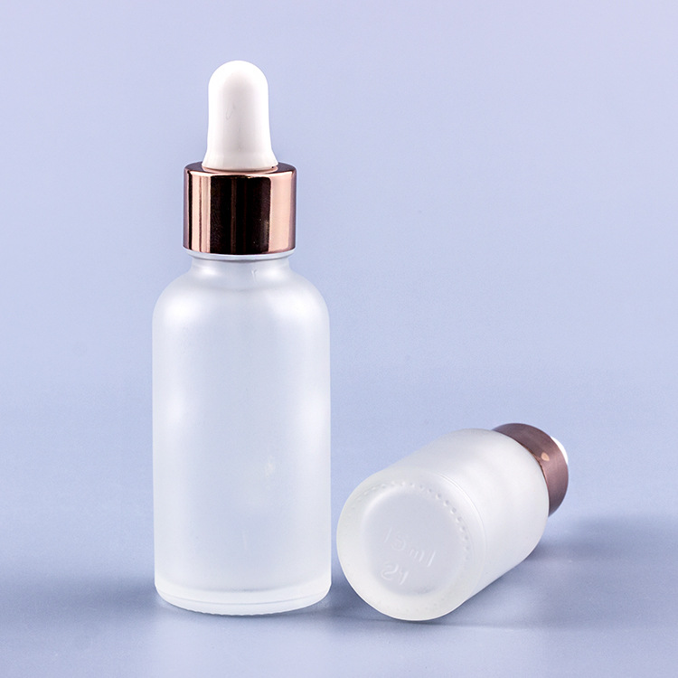 5ml 10ml 30ml 50ml Cosmetic Essential Oil Rose Gold Frosted Glass Dropper Bottle with Dropper