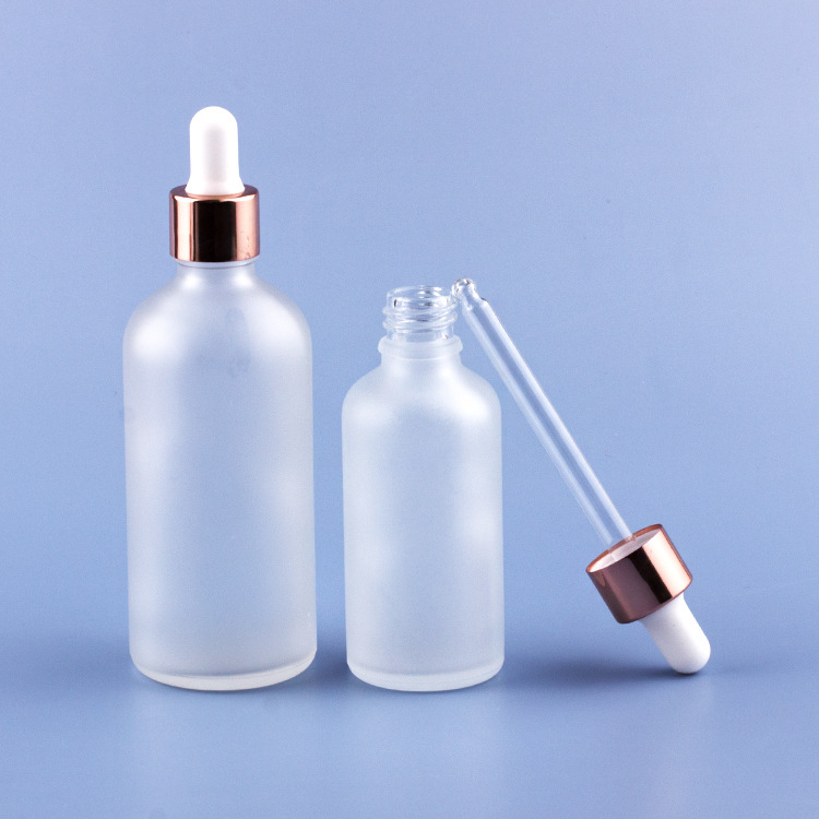 5ml 10ml 30ml 50ml Cosmetic Essential Oil Rose Gold Frosted Glass Dropper Bottle with Dropper
