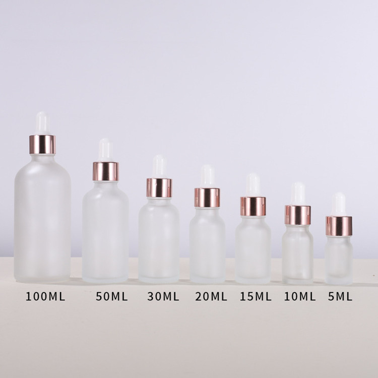 5ml 10ml 30ml 50ml Cosmetic Essential Oil Rose Gold Frosted Glass Dropper Bottle with Dropper