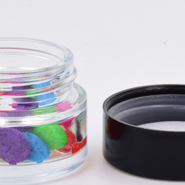 5ml 10ml 30ml 70ml 90ml 120ml 180ml 280ml 500ml clear round straight side food storage plastic child proof lid glass jar