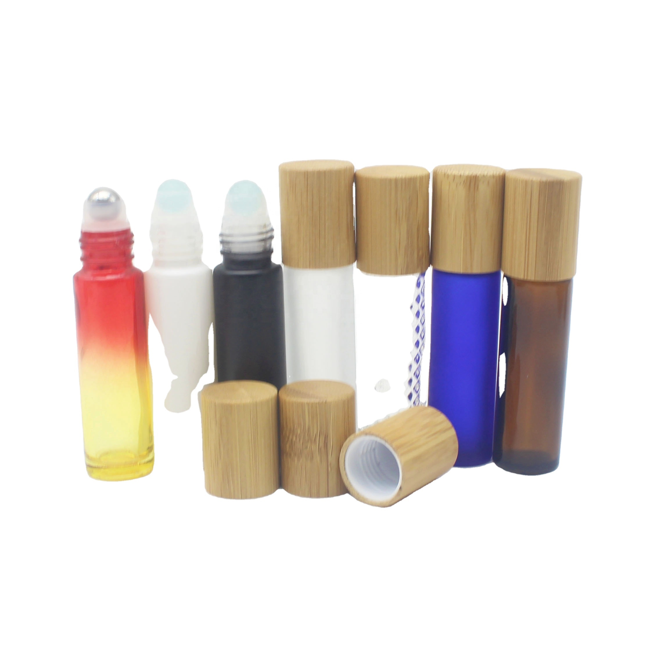 5ml 10ml Bamboo Roll On Perfume Bottles with stainless steel ball bamboo screw lid luxury container BBJ-211
