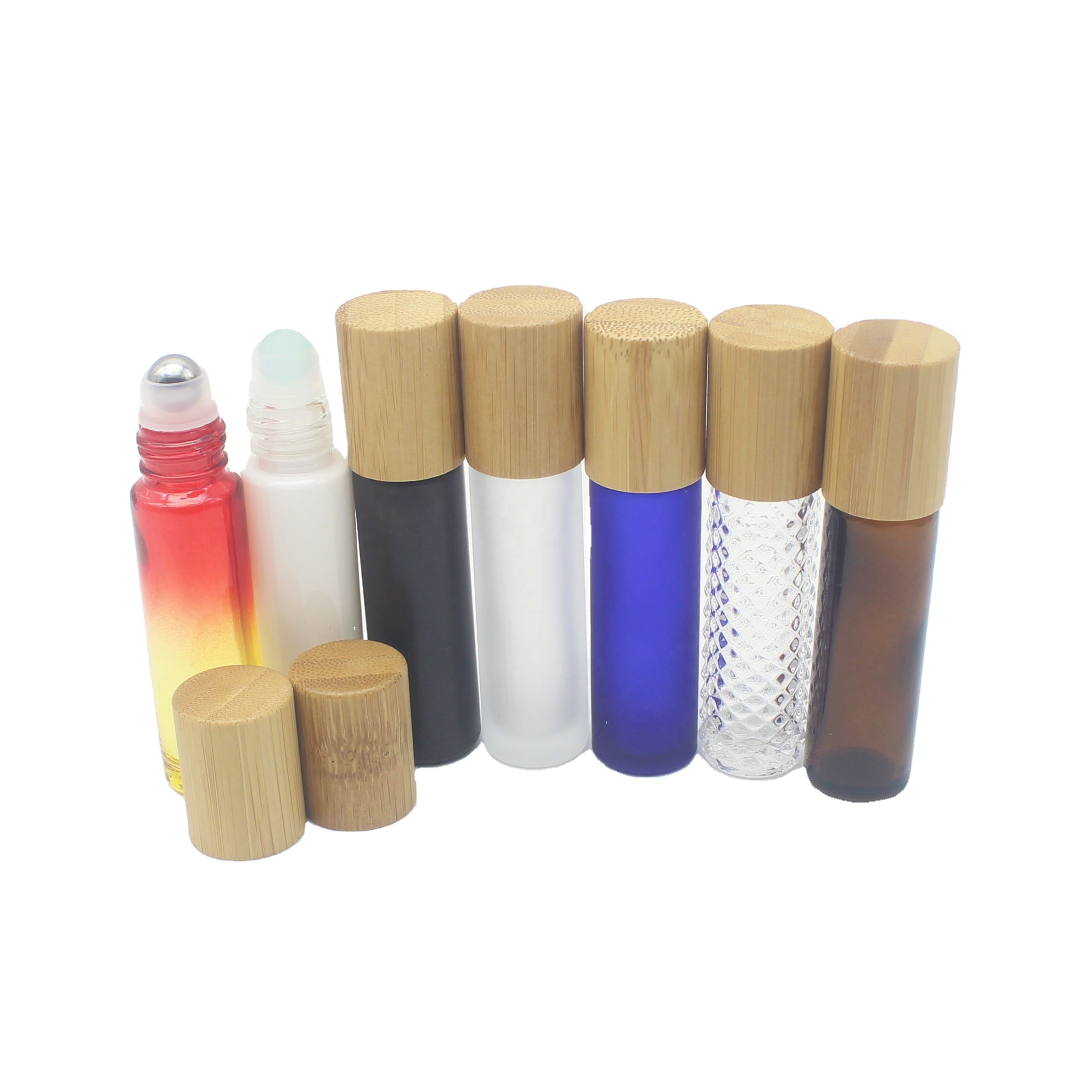 5ml 10ml Bamboo Roll On Perfume Bottles with stainless steel ball bamboo screw lid luxury container BBJ-211