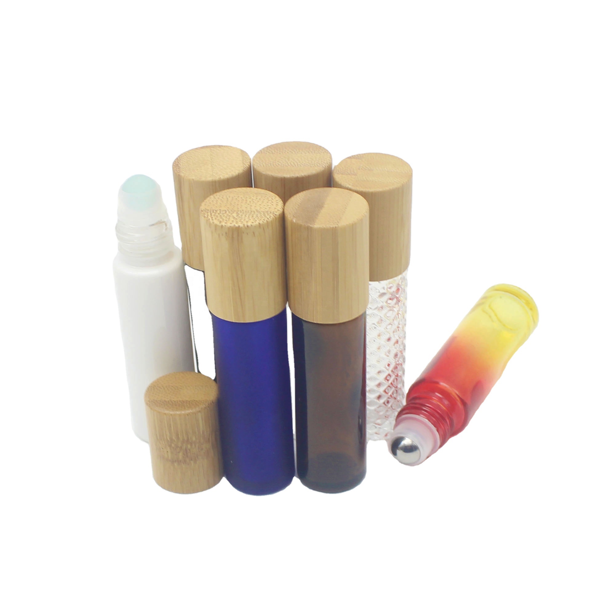 5ml 10ml Bamboo Roll On Perfume Bottles with stainless steel ball bamboo screw lid luxury container BBJ-211