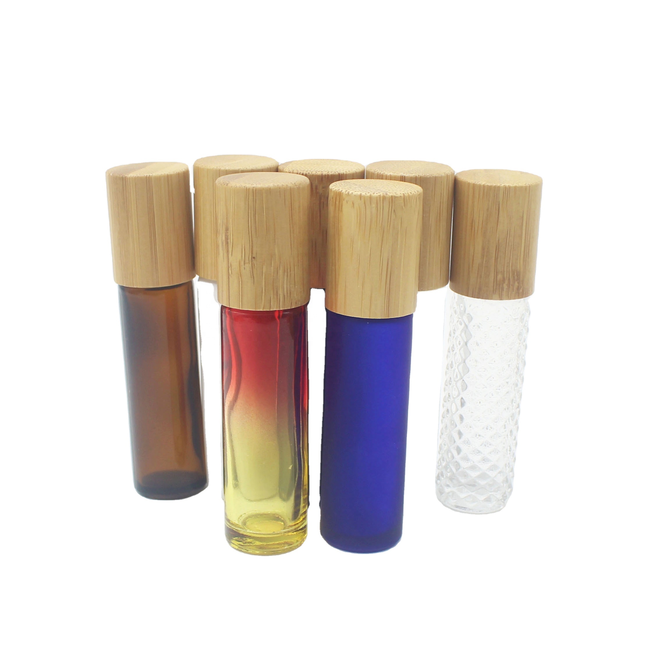 5ml 10ml Bamboo Roll On Perfume Bottles with stainless steel ball bamboo screw lid luxury container BBJ-211