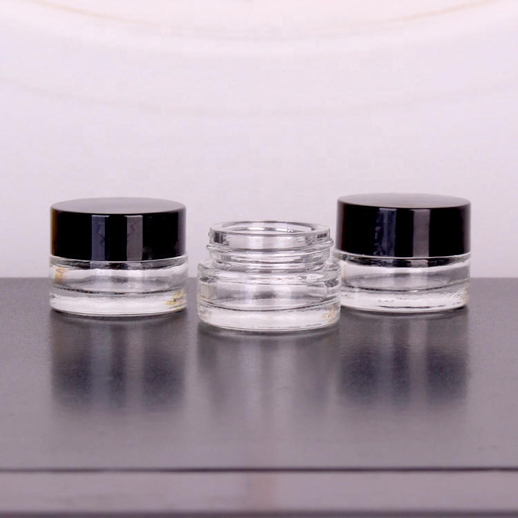5ml 10ml Clear face cream glass jar for personal skin care with cap