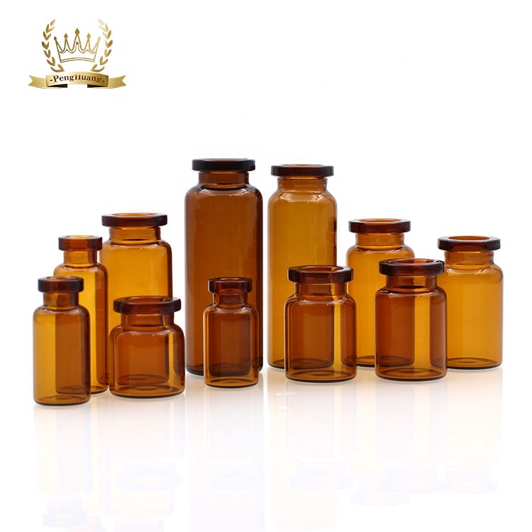5ml 10ml Crimp Injection Pharmaceutical Sample Dram Amber Glass Bottle Vials with Aluminum Cap