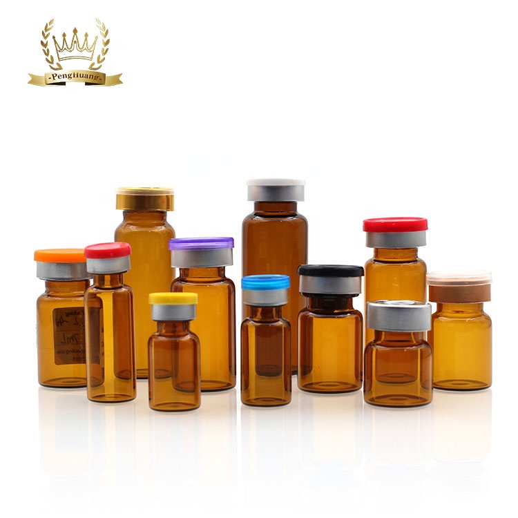 5ml 10ml Crimp Injection Pharmaceutical Sample Dram Amber Glass Bottle Vials with Aluminum Cap