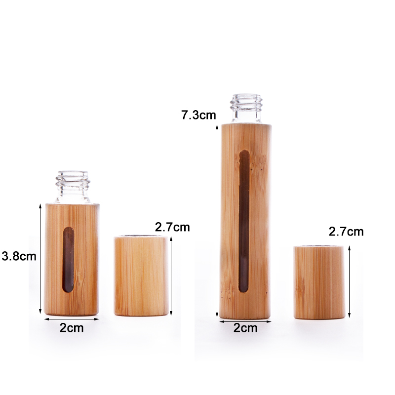 5ml 10ml Crystal Chips Luxury Bamboo Frosted Glass Essential Oil Bottle