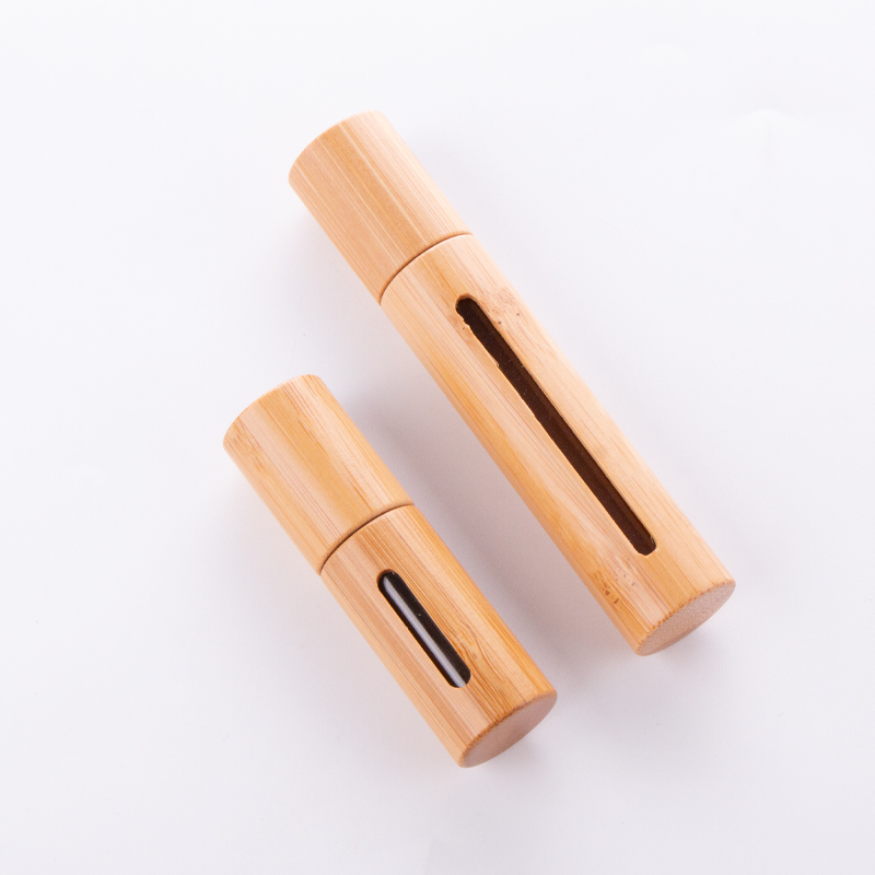 5ml 10ml Crystal Chips Luxury Bamboo Frosted Glass Essential Oil Bottle