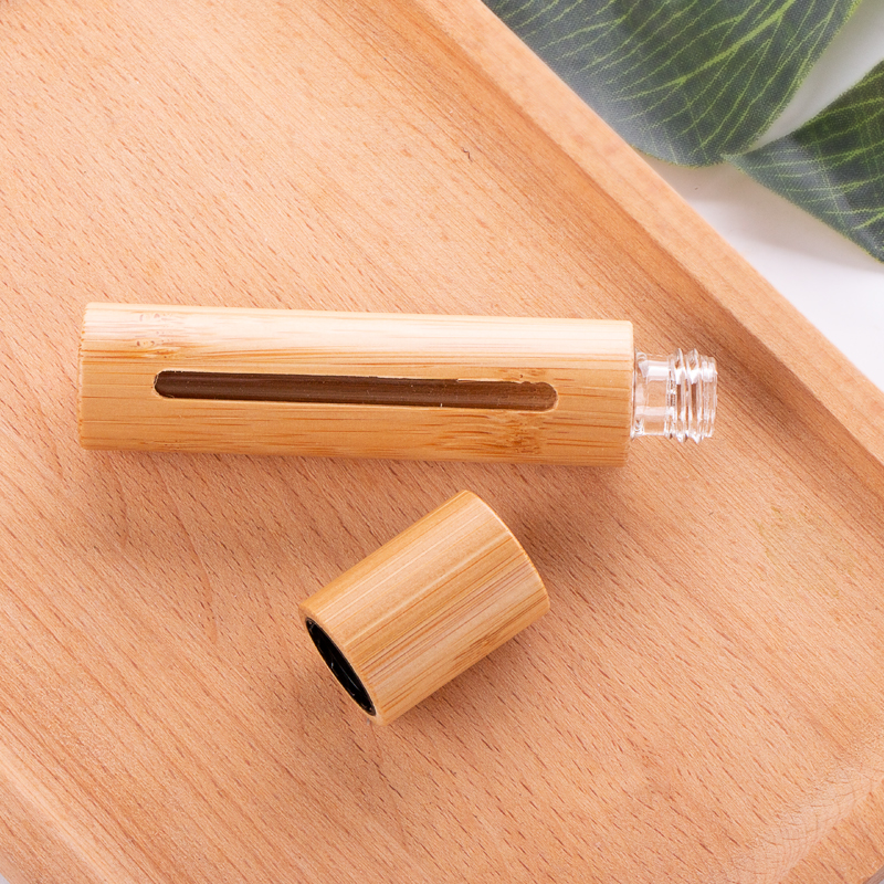 5ml 10ml Crystal Chips Luxury Bamboo Frosted Glass Essential Oil Bottle