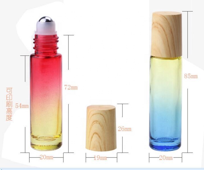 5ml 10ml DIY Gradient Glass Roll On Essential Oil Bottles with Bamboo caps