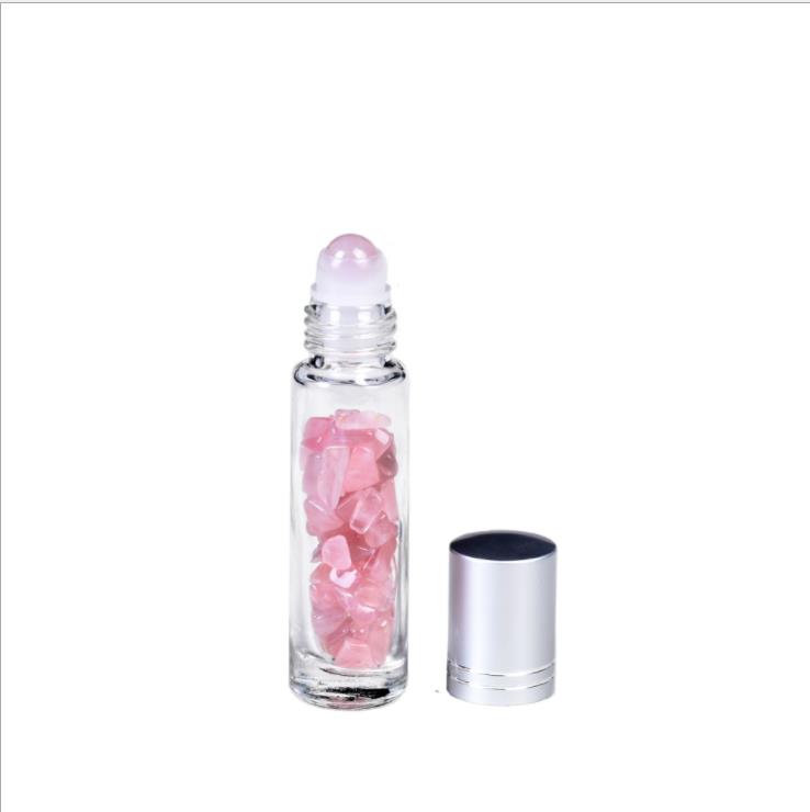 5ml 10ml Frosted Glass Roll On Perfume Bottle Crystal Gemstone Roller Ball Essential Oil Roller Bottle