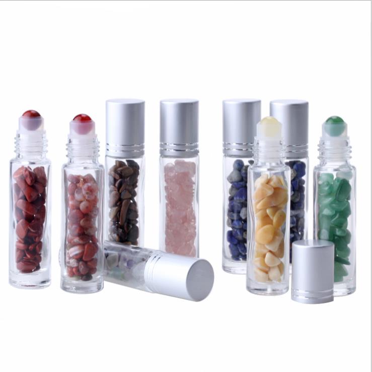 5ml 10ml Frosted Glass Roll On Perfume Bottle Crystal Gemstone Roller Ball Essential Oil Roller Bottle