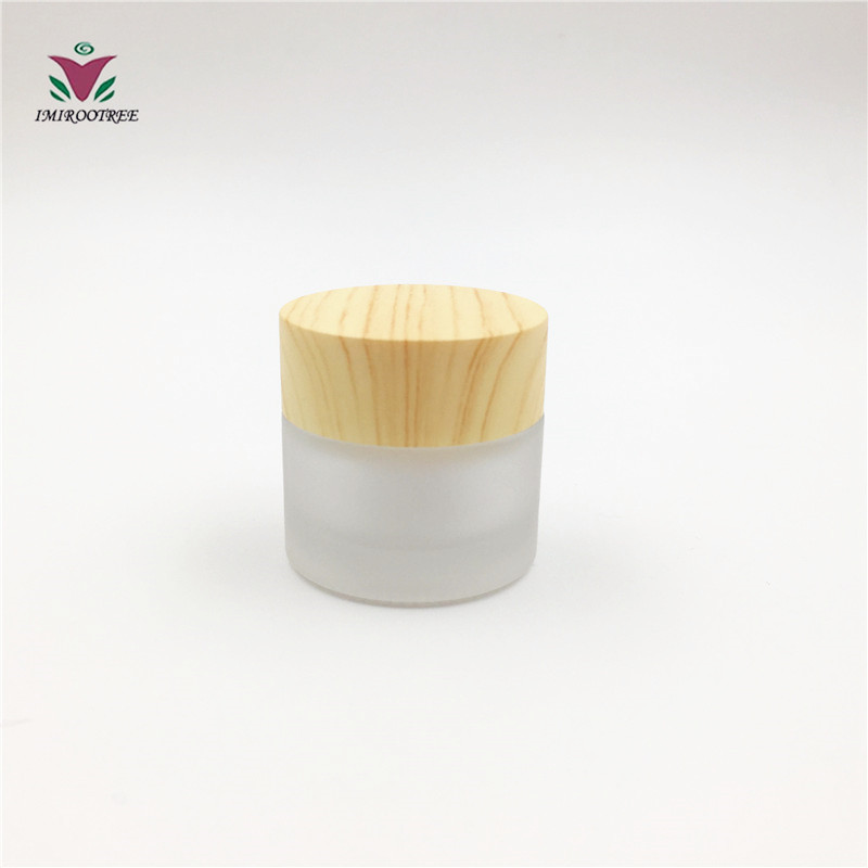 5ml 10ml Mini Frosted Glass Cosmetic Container Glass Jar with Bamboo Lids
