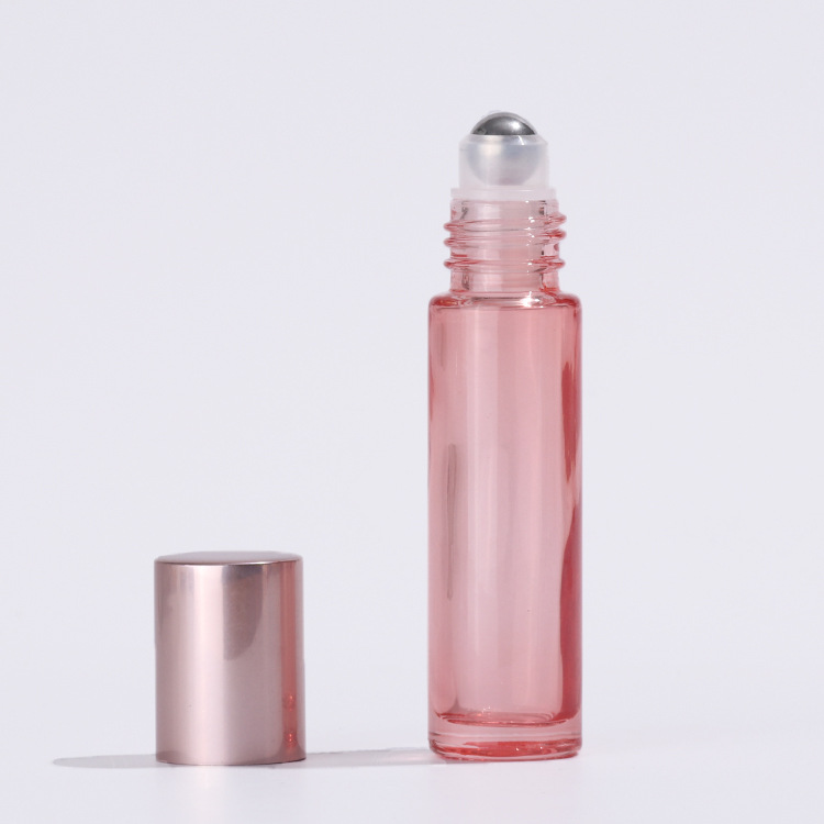 5ml 10ml Rose Gold Glass Roll On Bottle with Stainless Roller Empty Roller Bottle with Rose Gold Cap for Lip Oil Essential Oil