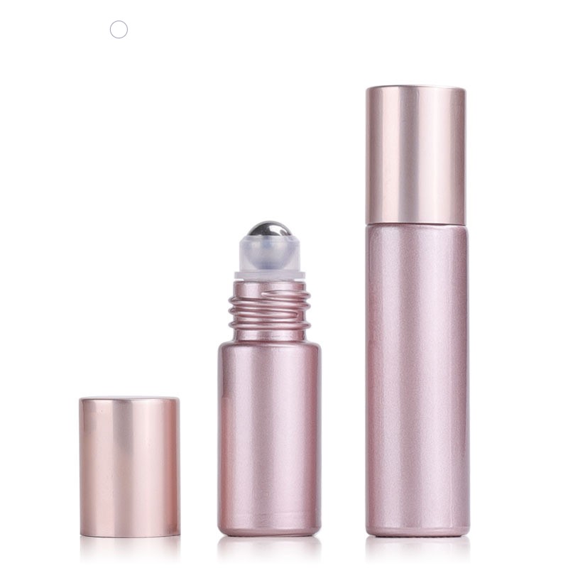 5ml 10ml Rose gold shinny matte glass roll on essential oil bottle with cap