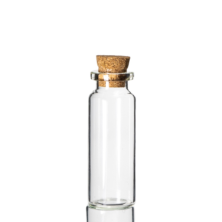 5ml 10ml Small Drift bottle Tubular transparent /amber glass bottle/vial with cork stopper