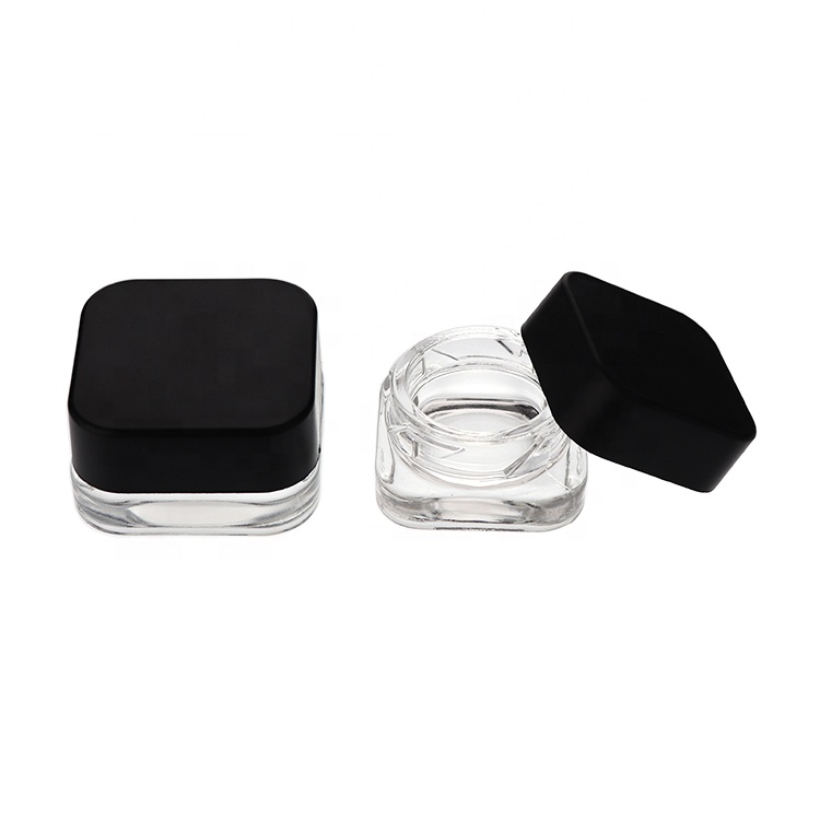 5ml 10ml Square Cube Glass Dab Jars Extract Concentrate Oil Wax Child Resistance Lid Glass Jar