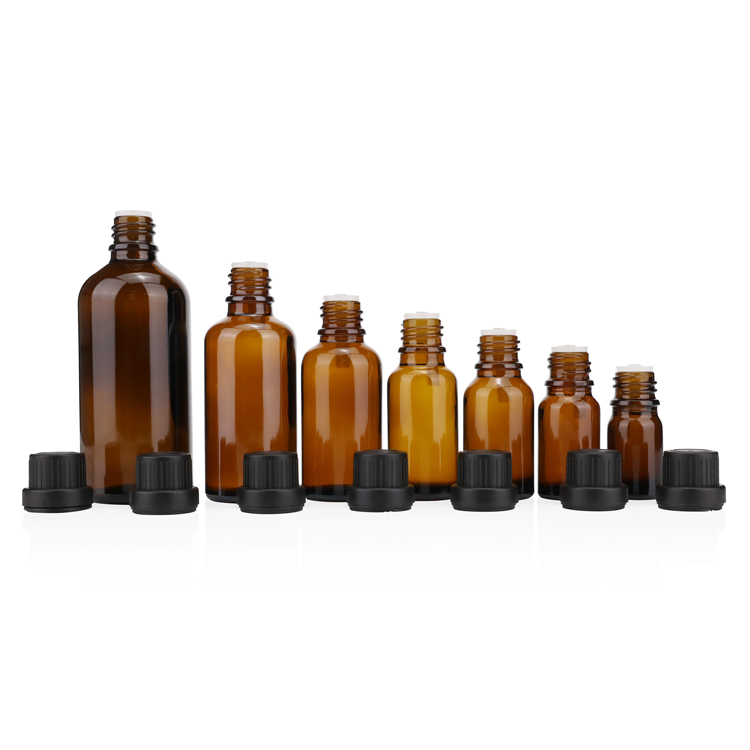 5ml 10ml amber essential oil glass bottle with insert and screw cap