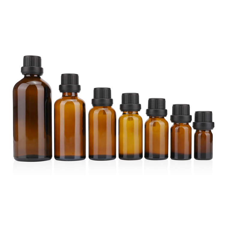 5ml 10ml amber essential oil glass bottle with insert and screw cap