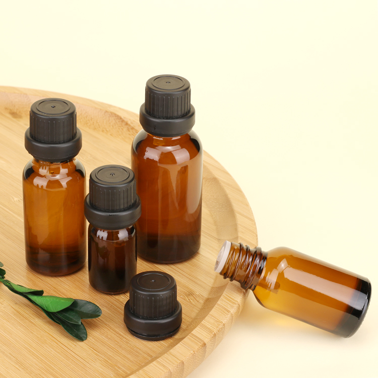 5ml 10ml amber essential oil glass bottle with insert and screw cap