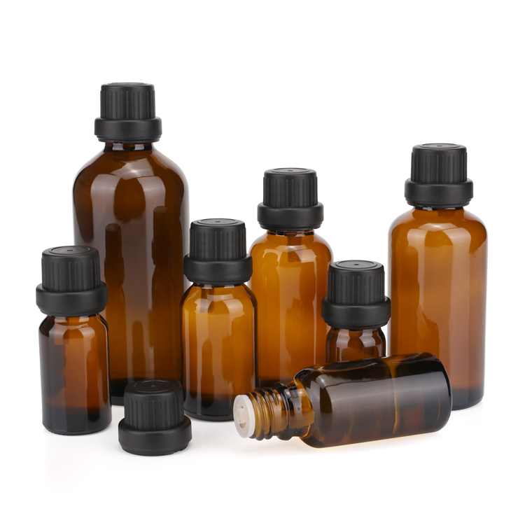 5ml 10ml amber essential oil glass bottle with insert and screw cap