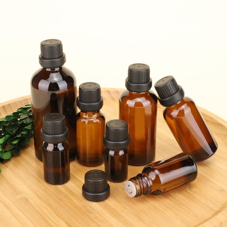 5ml 10ml amber essential oil glass bottle with insert and screw cap