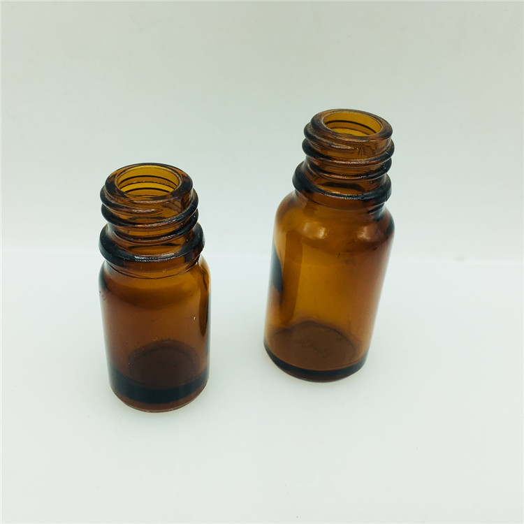 5ml 10ml amber glass bottle for chemical essential oil with black plastic cap