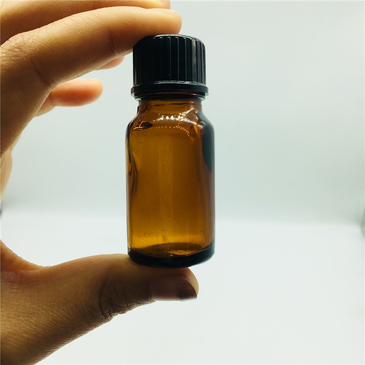 5ml 10ml amber glass bottle for chemical essential oil with black plastic cap
