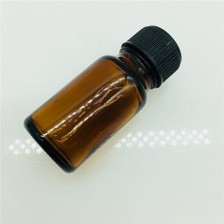 5ml 10ml amber glass bottle for chemical essential oil with black plastic cap