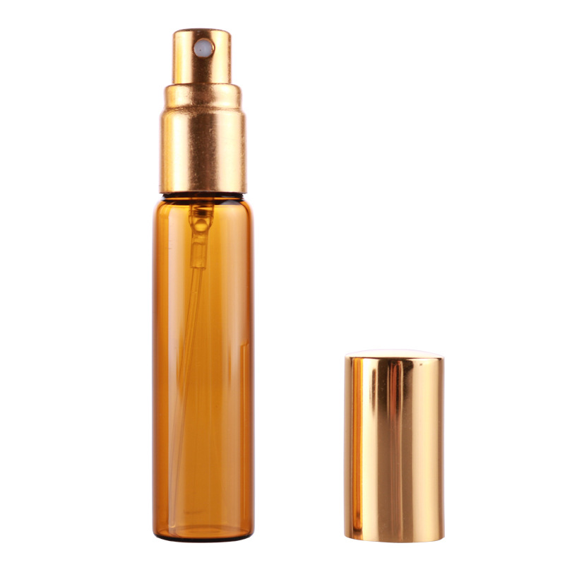 5ml 10ml amber spray glass bottle brown portable small perfume bottle with aluminum cap