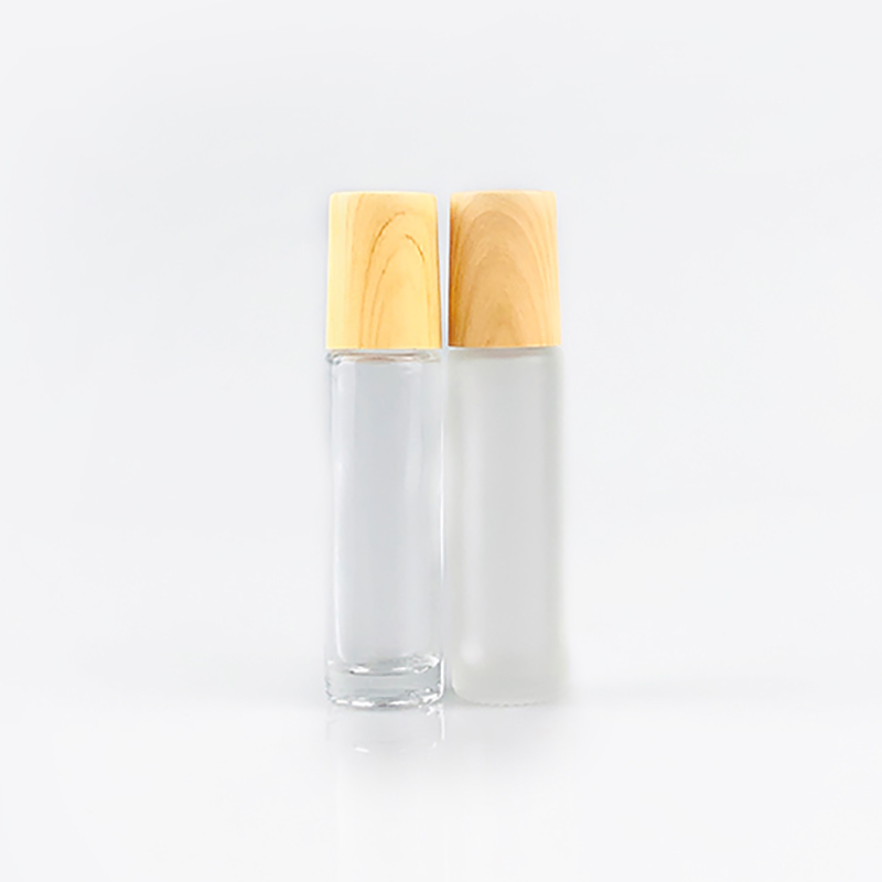 5ml 10ml bamboo roller ball perfume bottle essential oil frosted glass roller bottle