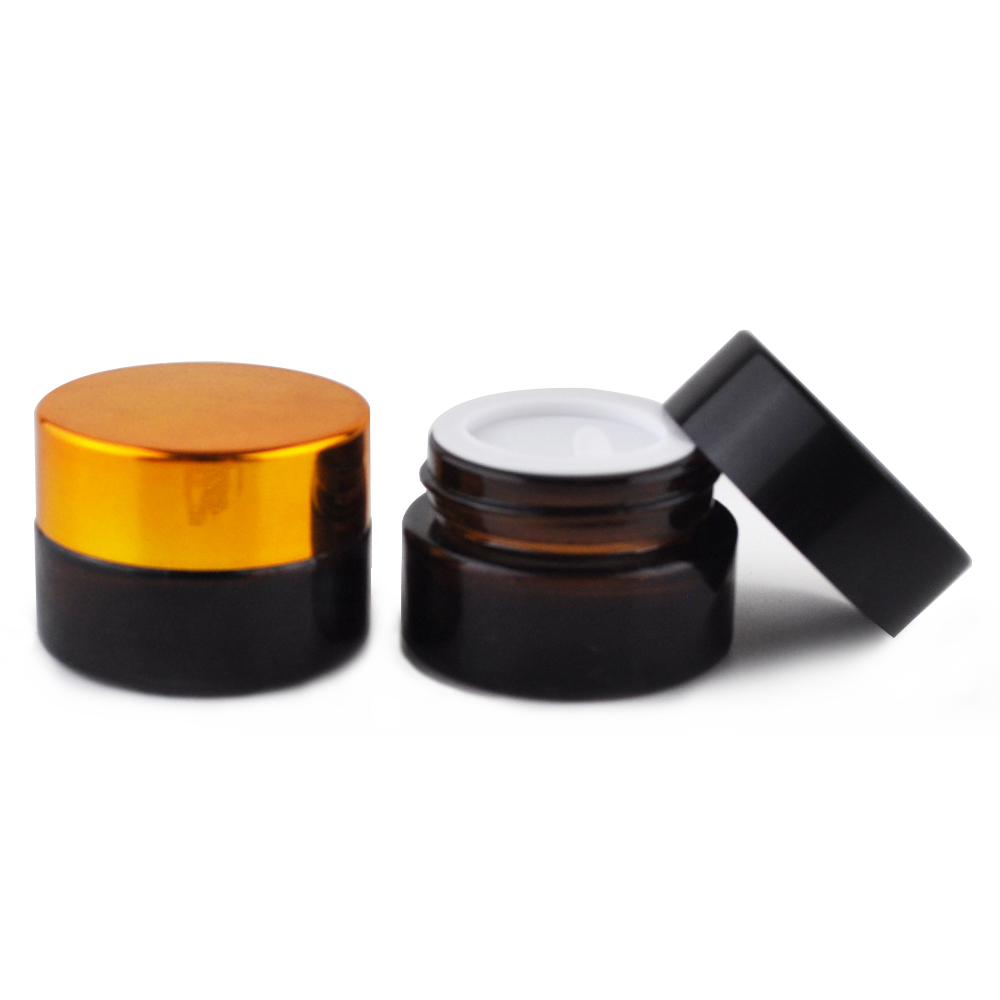 5ml 10ml clear amber frosted glass small cosmetic jar for lip balm