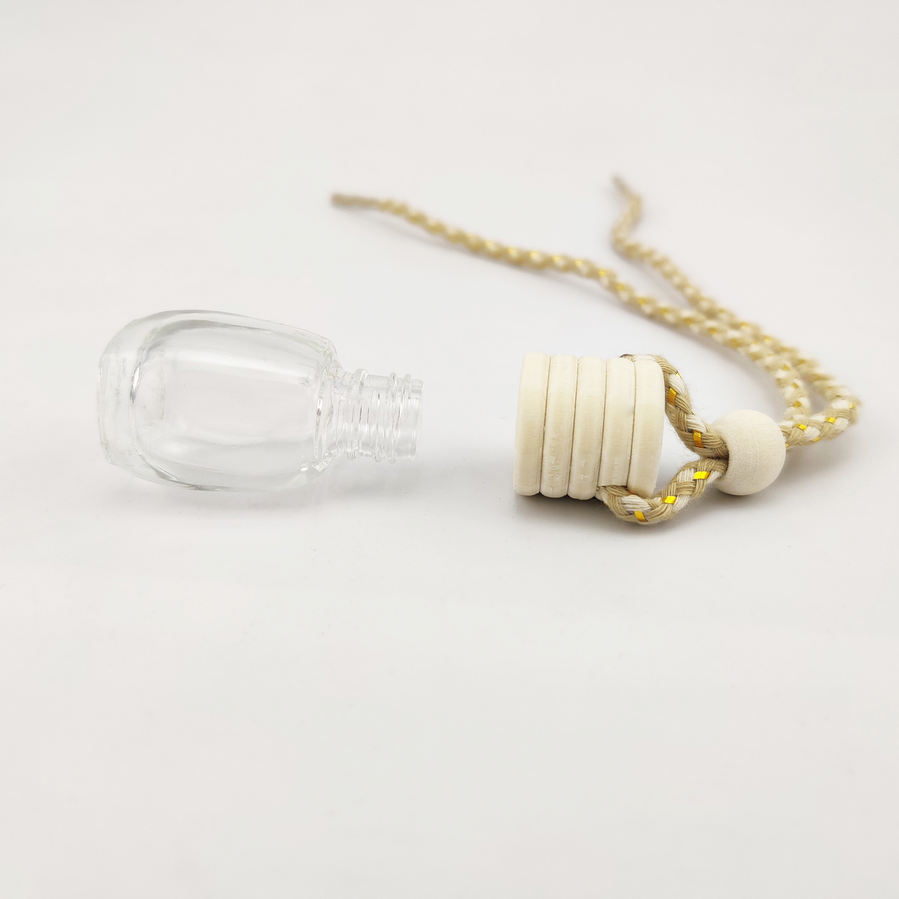 5ml 10ml clear glass bottle empty car perfume bottle with wooden cap