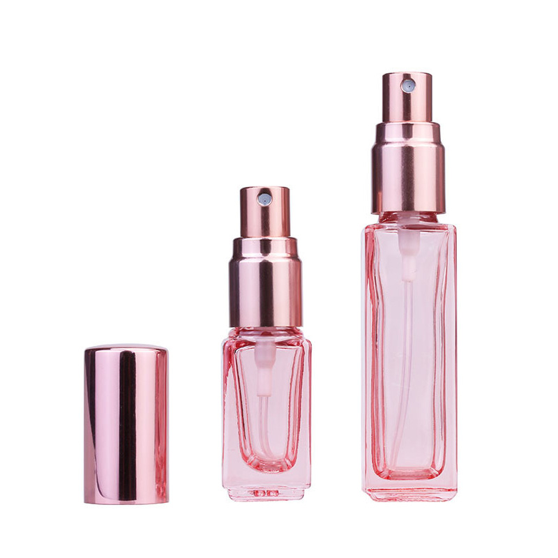 5ml 10ml clear pink glass sprayer bottles rose gold cosmetic packing victora perfume with rose gold cover