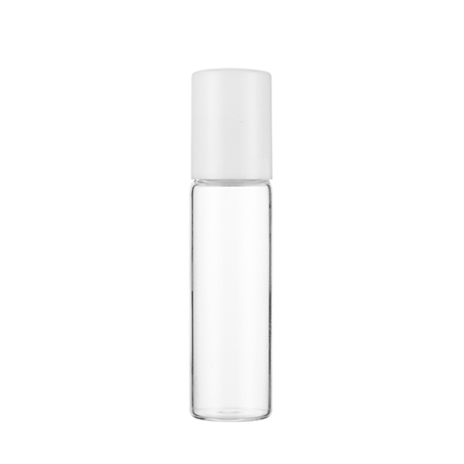 5ml 10ml cosmetic packaging clear essential oil roller bottle skincare perfume oil tube with white lid