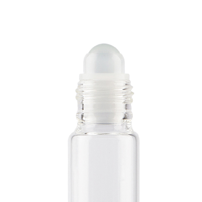 5ml 10ml cosmetic packaging clear essential oil roller bottle skincare perfume oil tube with white lid